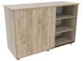 Flex-kast 4B schuifdeur B141 x D50 x H96 cm Grey craft oak Tangara Groothandel voor Kinderopvang inrichting2